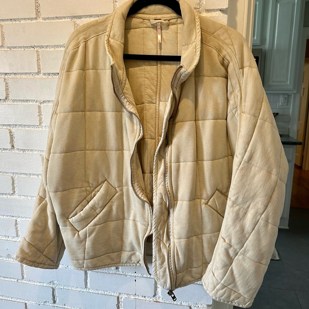 Free People Dolman Quilted Knit Jacket in Vanilla Creme